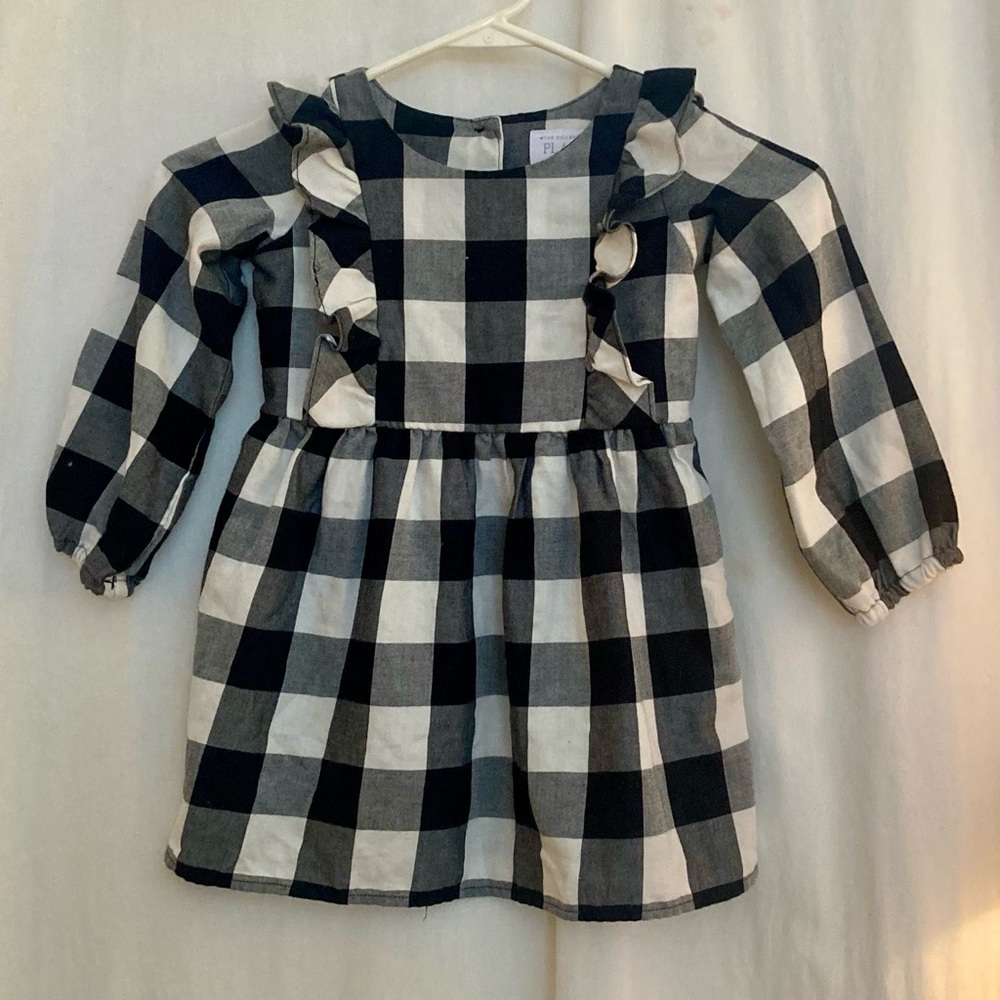 Classic Black & White Checked Girls Dress  Ruffles Size 3T